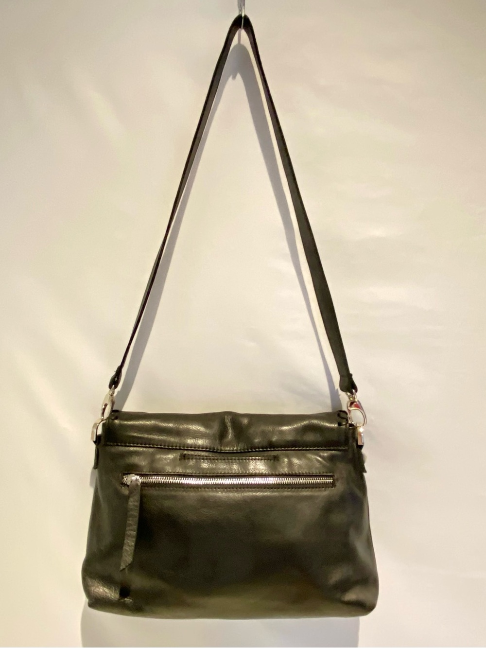 Carla Mancini Black Leather Shoulder Bag with Whipstitch Detail - Picture 4 of 9